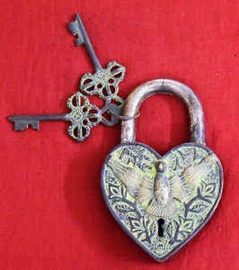 Angry Vulture Heart Lock Eagle Security Safety Brass Padlock With 2 Keys RD12 - Picture 1 of 5