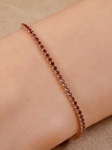 4Ct Round Cut Lab Created Ruby Women's Tennis Bracelet 14K Yellow Gold Plated - Picture 1 of 4