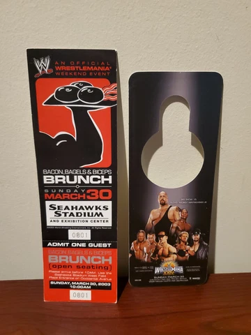 Vintage WWF Lot of 2 Event Door hanger Brunch ticket exclusive 🔥 Cover
