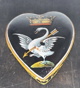 Antique Emile Balon Ulysse Blois Heraldic Trinket Dish Swan With Pierced Arrow - Picture 1 of 23