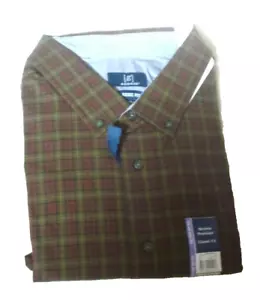 Herren 2XL(50/52 Braun Kariert Stretch Popeline Langarm Hemd Neu - Bild 1 von 1