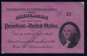 1889 Diplomatic Ticket for Commemoration of George Washington's Inauguration BEP - Picture 1 of 4