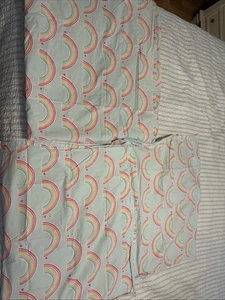 Pottery Barn Kids Rainbows & Hearts Duvet Cover & 2 Shams FULL QUEEN Blue EUC - Picture 1 of 7