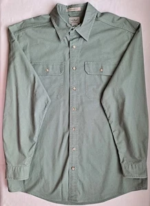 L.L.BEAN MENS SZ L-TALL LONG SLEEVE BUTTON UP COTTON GREEN SHIRT - Picture 1 of 8