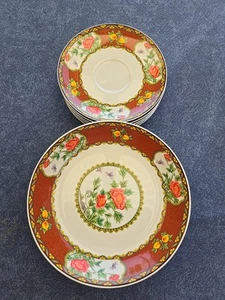 Set Of 10 Mikasa IMPERIAL PALACE Bone China Floral 5 soup/pasta bowl 5 Sm Plates - Picture 1 of 6