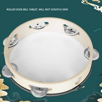 Tambourine Kids Adults Hand Held Drum Musical Educational Percussion Instrum ISP - Image 1 of 4