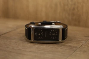 Fossil Arkitekt Dual Time Uhr Schwarz Leder Edelstahl FS-3026 Damen - Bild 1 von 6