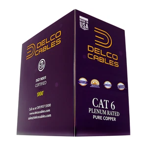 CABLE ETHERNET DE COBRE DESNUDO SÓLIDO CAT6 PLENUM ETL HECHO EN EE. UU. LISTADO 550 MHz - Imagen 1 de 3