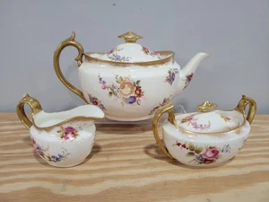 Vintage Hammersley China Porcelain Heavy Gold Flowers Rose 5Pcs Tea Set **READ** - Picture 1 of 10