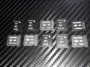 X10 M2 Memory Stick Card Micro Job Lot Bundle M2 Cards 4GB 1GB 512MB 256MB - Picture 1 of 4