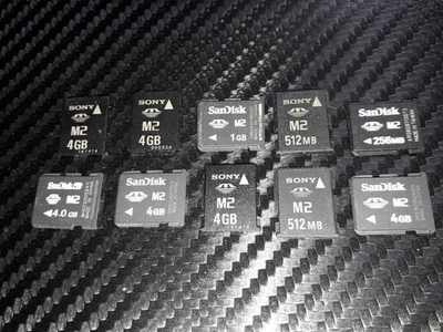 X10 M2 Memory Stick Card Micro Job Lot Bundle M2 Cards 4GB 1GB 512MB 256MB - Image 1 of 4