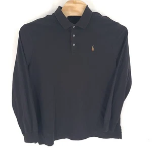 Camisa Polo Ralph Lauren Para Hombre Extra Grande Negra Polo Manga Larga Calce Clásico - Imagen 1 de 8