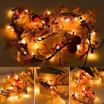 BRILLARLIGHTS Maple Leaf String Lights Thanksgiving 8ft lighted fall leaf, Multicolor