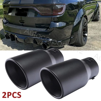 2PCS BLACK Exhaust Pipe Tip Rear Tail Throat Muffler Tailpipe For Dodge Durango Foto 1 de 4