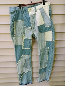 MNML Jeans 32(34)x30 Patchwork Raw Hem Buttonfly Boho Grunge Streetwear Punk - Bild 1 von 8