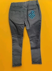Rocawear Girls Size 8 Jeans Black Sparkly Skinny Elastic Waist Logo 130323 - Picture 1 of 7