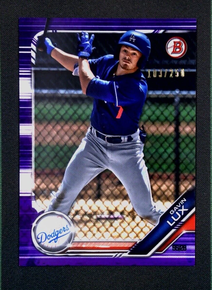 2019 Bowman Prospect #BP-130 Gavin Lux RC Purple Parallel SP #/250 - LA Dodgers - Image 1 of 3
