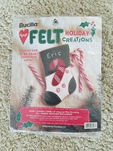 BUCILLA HEART FELT HOLIDAY CREATIONS #83587 CANDY CANE 8" MINI STOCKING NOS - Picture 1 of 2
