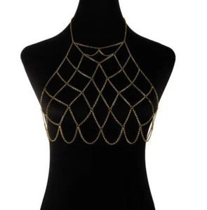 Mesh Hohl Sexy Metall Körper Kette Halskette Schmuck Dame Kleidung Accessoire Party - Bild 1 von 5