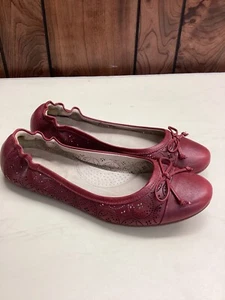 L.L. Bean burgunderrote geprägte Leder-Ballerinas mit Cut-Outs Größe 9,5 - Bild 1 von 8