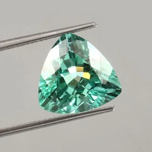 Piedra preciosa suelta corte trillón zafiro verde azul ceilán natural de 9,20 quilates 13x13 - Imagen 1 de 4