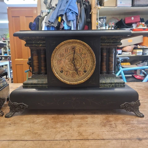 Sessions Mantle Clock 8 Day 1/2 Strike Cathedral Gong turn back Pillar Cover