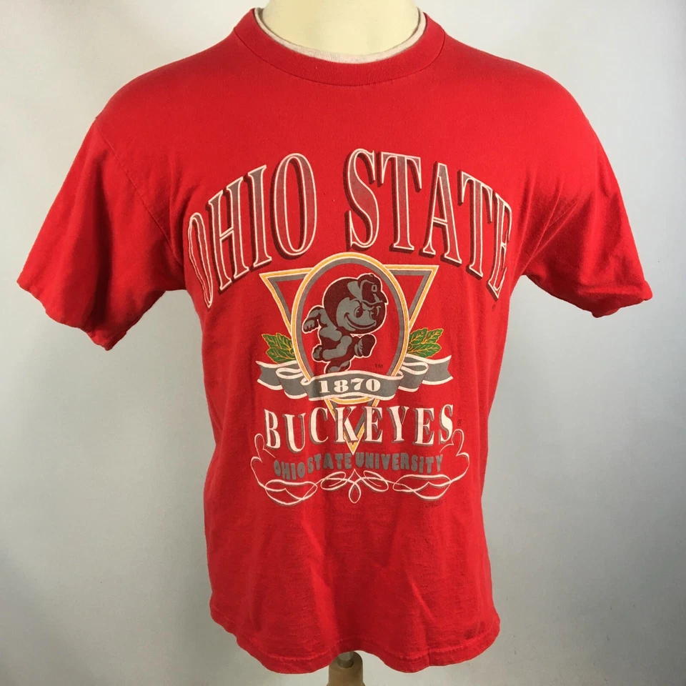 Vintage 80s 90s Ohio State Buckeyes College 2 Ply T Shirt Grunge Skate Surf USA  - Image 1 of 4