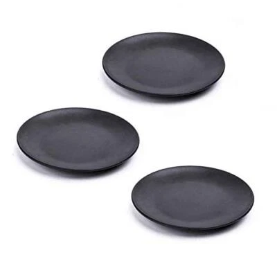Mbb Set Of 3 Black 6 Inch Melamine Ware Dinner Plates Appetizer Dishes Dinnerwar - Image 1 of 4