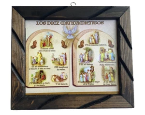 Los Diez Mandamientos Imagen Impresa en Cuadro Rùstico 9x11 Rustic Frame - Picture 1 of 2