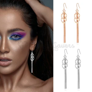 Hypoallergenic Stainless Steel Double Twist Tassel Drop Dangle Fashion Earrings - Picture 1 of 32