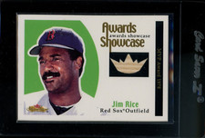 2001 FLEER SHOWCASE JIM RICE AWARDS SHOWCASE GAME USED BAT RELIC 081/100 RED SOX