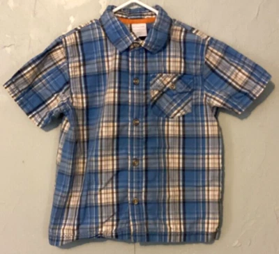 Camisa de manga corta 4T azul a cuadros Wonderkids para niños Foto 1 de 4