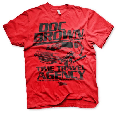 Camiseta para hombre Doc Brown Time Travel Agency con licencia oficial tallas S-XXL Foto 1 de 4