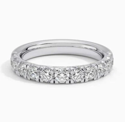 D-E/VVS Lab Grown Round Diamond 3.5MM (1.00ct) Micro Pave Half Eternity Ring - Image 1 of 4