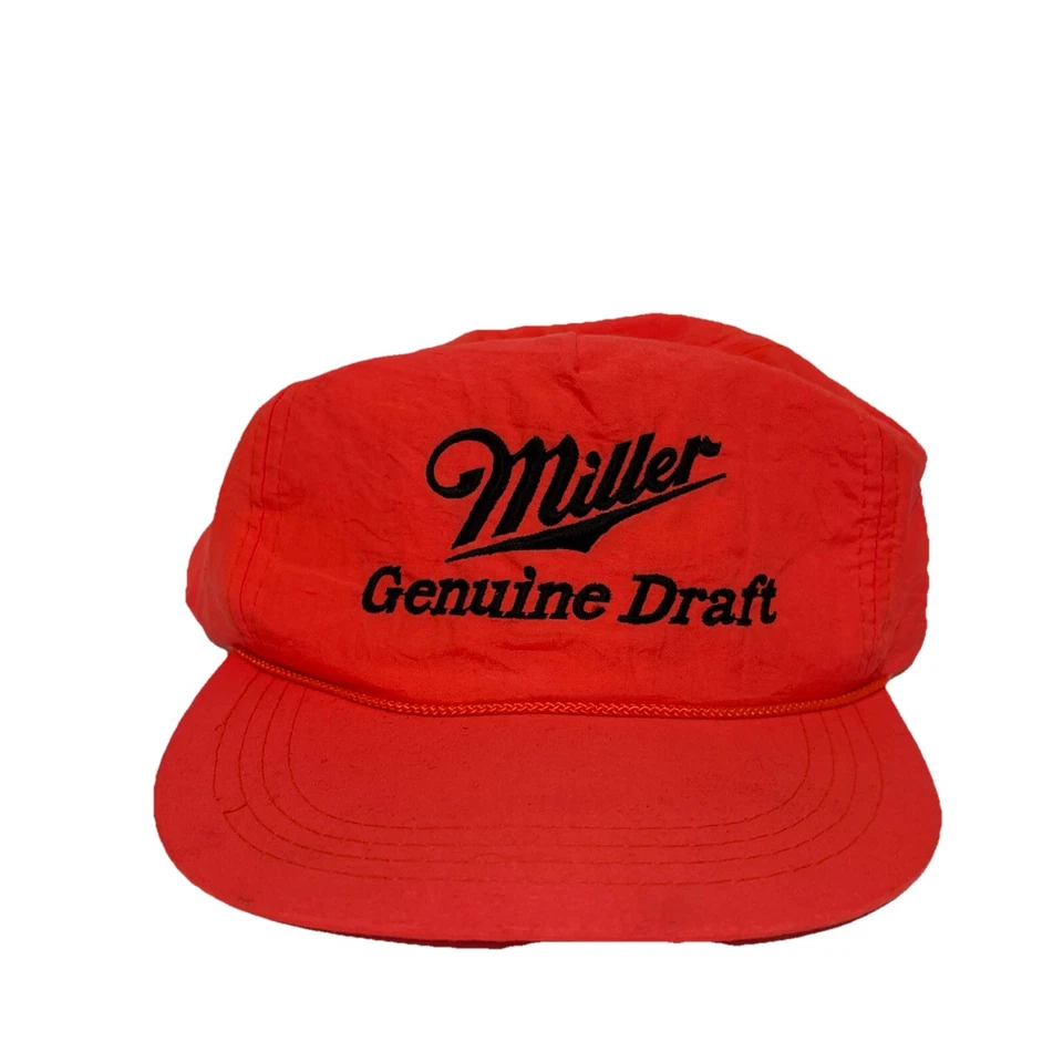 Винтажная неоновая оранжевая нейлоновая бейсболка Miller Genuine Draft для дальнобойщиков - Изображение 1 из 4