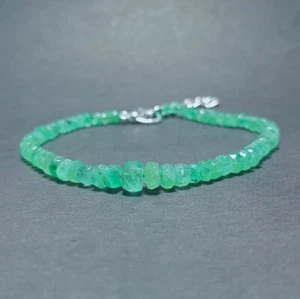 Emerald Bracelet, Emerald Beads Jewelry Bracelet, Faceted Beads Bracelet - Picture 1 of 5