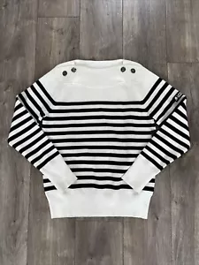 Karl Lagerfeld Paris Damen Logo Aufnäher auf Ärmel gestreifter Pullover klein neu mit Etikett - Bild 1 von 2