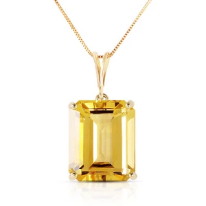 14K. SOLID GOLD NECKLACE WITH OCTAGON CITRINE (Yellow Gold) - Picture 1 of 6