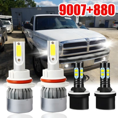 Faro LED alto/bajo para Dodge RAM 1500 2500 3500 1994-2001 + faros antiniebla bombillas Foto 1 de 4