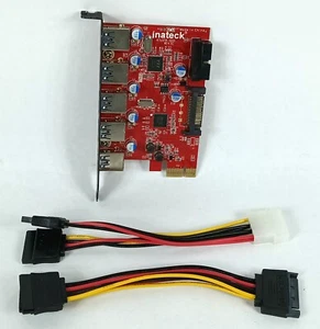 Inateck 5 Ports PCI-E to USB 3.0 Expansion Card 5Gbps 15-Pin Power Connector SAT - Photo 1/5