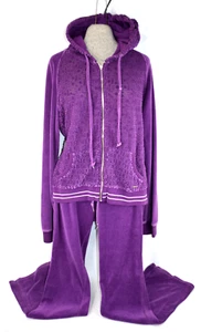 ECKO RED Velour Tracksuit Women's M Pants XL Jacket Spellout Streetwear VTG Y2K - Picture 1 of 10