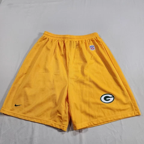Nike Green Bay Packers Shorts Green Yellow Athletic Team NFL Mens Medium Cover