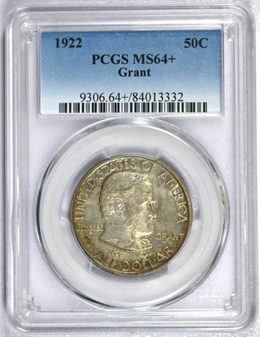 1922 PCGS MS64+ Grant Classic Commemorative Half with Toning Cover