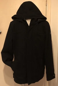 Mossimo Black Wool Blend Jacket Quilted Lining Brand New Hooded Topcoat Size XL - Picture 1 of 10