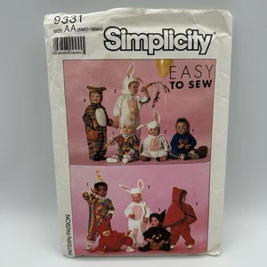 Disfraces infantiles con patrón de costura simplicidad 9331 talla 6 meses 18 meses conejo payaso - Imagen 1 de 8