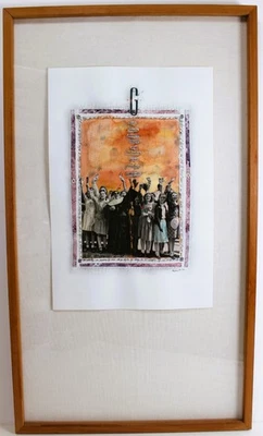 COLAGEM DE MÍDIA MISTA EM PAPEL DATADA DE 1995 ASSINADA ALEJANDRO POP ART - Imagem 1 de 4