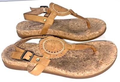 UGG Leather Cork Sandals Ayden II Women's 7.5 Tan Comfort Flip Flop - Image 1 of 4
