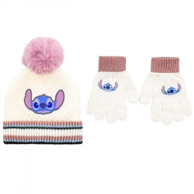 Conjunto de guantes y gorro con puños multicolor Lilo and Stitch para clima frío juvenil Foto 1 de 3
