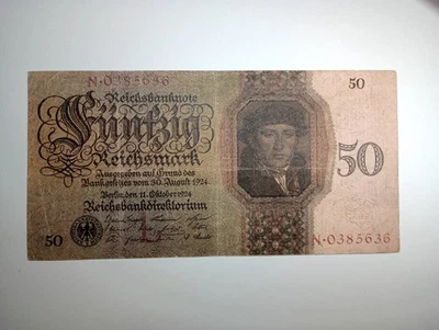 Germany 50 Reichsmark 1924 Pick #177 Circulated Banknote Good Condition Currency - Image 1 of 2
