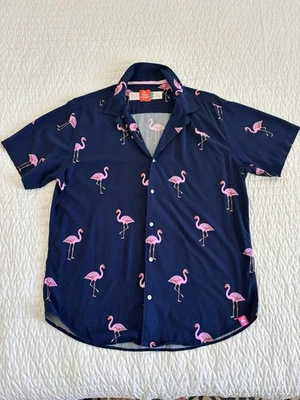 Camisa hawaiana flamenca manga corta azul marino Free Planet para hombre XL abotonada Foto 1 de 4
